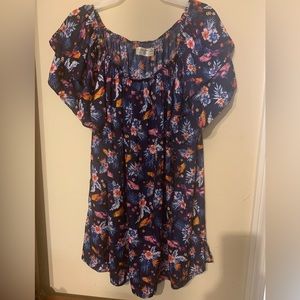 Navy floral blouse